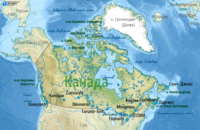 Карта Канады