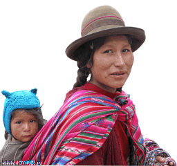 Коренная жительница Перу, представительница народности кечуа с ребенком