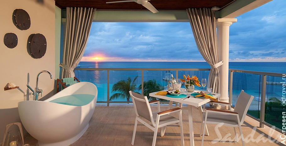 Beachfront Super Luxe One-Bedroom Butler Suite with Balcony Tranquility Soaking Tub   Sandals Montego Bay