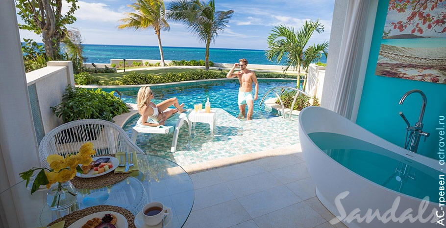  Oceanfront Swim-up Butler Suite with Patio Tranquility Soaking Tub   Sandals Montego Bay