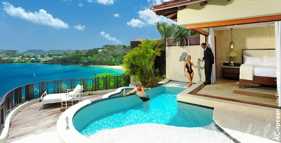  Sunset Oceanview Bluff Millionaire Butler Villa with Private Pool Sanctuary   Sandals Regency La Toc
