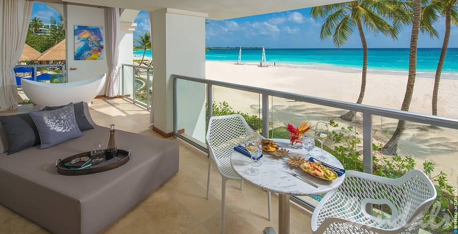  Beachfront One Bedroom Butler Suite w/ Balcony Tranquility Soaking Tub   Sandals Royal Barbados