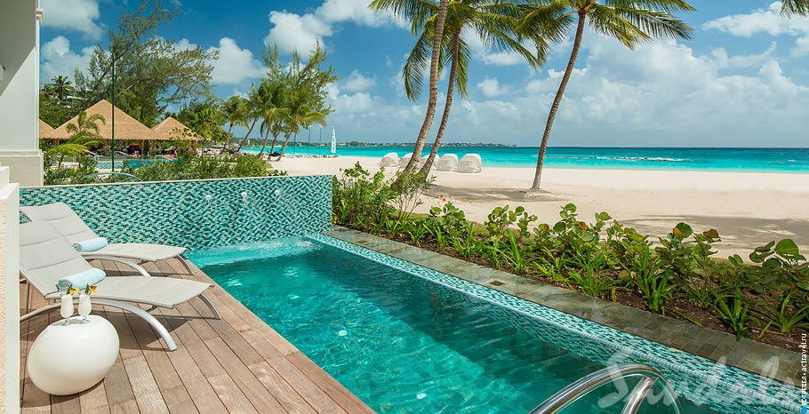  Beachfront Prime Minister One Bedroom Butler Suite w/ Private Pool and Patio Tranquility Soaking Tub   Sandals Royal Barbados